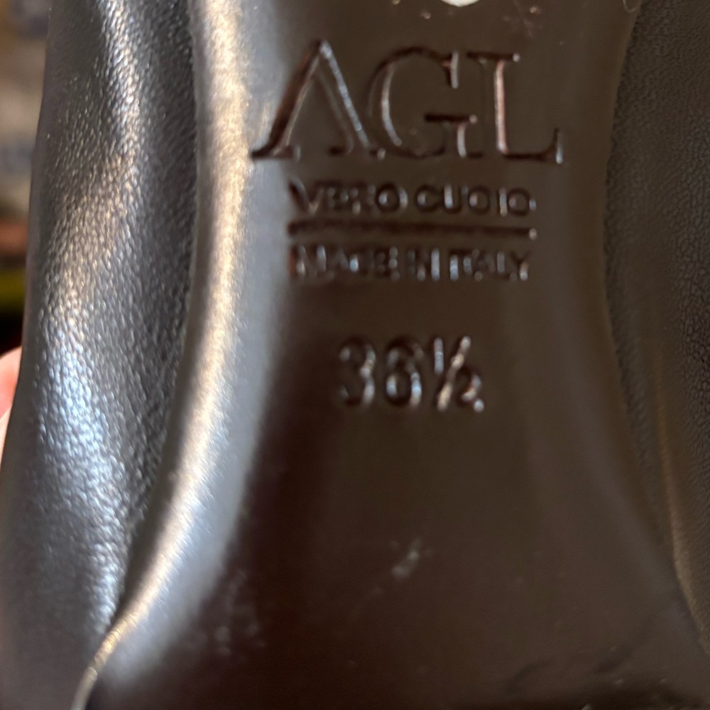 AGL Monika Cap Toe Ballet Black Flat 6.5 US Women’s Leather Made in Italy - Picture 9 of 12